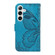 Samsung Galaxy S25+ 5G Swallowtail Butterfly Embossed Leather Phone Case - Blue