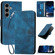 Samsung Galaxy S25+ 5G YX0080 Grid Butterfly Embossed Pattern Flip Leather Phone Case with Lanyard - Dark Blue