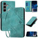 Samsung Galaxy S25+ 5G YX0080 Grid Butterfly Embossed Pattern Flip Leather Phone Case with Lanyard - Light Blue