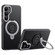 Samsung Galaxy S25 5G Carbon Fiber MagSafe Phone Case with 360 Degree Rotating Holder - Black Silver Samsung Galaxy S25 5G Carbon Fiber MagSafe Phone Case with 360 Degree Rotating Holder - Black Silver