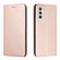 Samsung Galaxy S25 5G Carbon Fiber Texture Magnetic Flip Leather Phone Case - Rose Gold