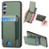 Samsung Galaxy S25 5G Carbon Fiber Vertical Flip Wallet Stand Phone Case - Green