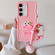Samsung Galaxy S25 5G Cartoon Sausage Mouth TPU Phone Case with Bead Chain - Pink