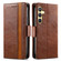 Samsung Galaxy S25 5G CaseNeo Splicing Dual Magnetic Buckle Leather Phone Case - Brown