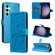 Samsung Galaxy S25 5G Cat and Bee Embossed Flip Leather Phone Case - Blue