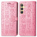 Samsung Galaxy S25 5G Cat and Dog Embossed Leather Phone Case - Pink