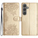 Samsung Galaxy S25 5G Cherry Blossom Butterfly Skin Feel Embossed PU Phone Case - Gold