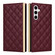 Samsung Galaxy S25 5G Crossbody Rhombic Sucker Leather Phone Case - Claret