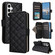 Samsung Galaxy S25 5G Crossbody Rhombic Zipper Tower Buckle Leather Phone Case with Lanyard - Black