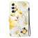 Samsung Galaxy S25 5G Crystal Texture Colored Drawing Leather Phone Case - Gold Butterfly Epiphyllum