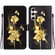 Samsung Galaxy S25 5G Crystal Texture Colored Drawing Leather Phone Case - Gold Butterfly Rose