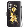 Samsung Galaxy S25 5G Crystal Texture Colored Drawing Leather Phone Case - Gold Butterfly Rose