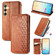 Samsung Galaxy S25 5G Cubic Grid Pressed Magnetic Leather Phone Case - Brown