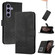 Samsung Galaxy S25 5G Cubic Skin Feel Flip Leather Phone Case - Black