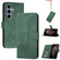 Samsung Galaxy S25 5G Cubic Skin Feel Flip Leather Phone Case - Green