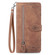 Samsung Galaxy S25 5G Embossed Flower Zipper Leather Phone Case - Brown