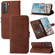 Samsung Galaxy S25 5G Embossed Happy Cat Pattern Flip Leather Phone Case - Brown