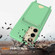 Samsung Galaxy S25 5G Integrated Card Bag Solid Color Liquid Silicone Phone Case with Lanyard - Green