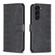 Samsung Galaxy S25 5G Plaid Embossed Leather Phone Case - Black