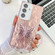 Samsung Galaxy S25 5G Plating Glitter Lens Film Texture Butterfly Holder Wristband Phone Case - Pink Wrinkles