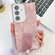 Samsung Galaxy S25 5G Plating Glitter Texture Chain Wristband TPU Phone Case with Lens Film - Pink Feather Yarn