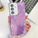Samsung Galaxy S25 5G Plating Glitter Texture Chain Wristband TPU Phone Case with Lens Film - Purple Feather Yarn
