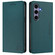 Samsung Galaxy S25 5G RC01 Dual-Folded Magnetic Suction RFID Leather Phone Case - Dark Green