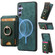 Samsung Galaxy S25 5G Retro Splitable Magnetic Stand Card Bag Leather Phone Case - Green