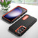 Samsung Galaxy S25 5G Rugged PC Hybrid Silicone Phone Case with Holder - Black+Orange