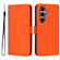 Samsung Galaxy S25 5G Skin Feel Solid Color Leather Phone Case with Lanyard - Orange