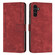 Samsung Galaxy S25 5G Skin Feel Stripe Pattern Leather Phone Case with Long Lanyard - Red