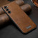 Samsung Galaxy S25 5G SULADA Shockproof TPU Hybrid Handmade Leather Phone Case - Brown