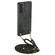Samsung Galaxy S25 5G Vintage Leather PC Back Cover Phone Case with Crossbody Strap - Black