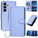 Samsung Galaxy S25 5G YX0070 Carbon Fiber Buckle Leather Phone Case with Lanyard - Light Purple