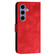 Samsung Galaxy S25 5G YX0080 Grid Butterfly Embossed Pattern Flip Leather Phone Case with Lanyard - Red