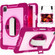 360 Degree Rotation Contrast Color Shockproof Silicone + PC Tablet Case with Holder & Hand Grip Strap & Shoulder Strap iPad Air 2020 10.9 / Pro 11 2020 / 2021 / 2018 - Rose Red+Pink