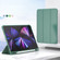 iPad Pro 11 2022 / 2021 / 2020 3-folding Horizontal Flip PU Leather + TPU Aitbag Shockproof Half Paste Tablet Case with Holder & Pen Slot & Sleep / Wake-up Function - Deep Green