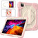 iPad Pro 11 2022 / 2021 / 2020 / 2018 / Air 2020 10.9 Contrast Color Robot Shockproof Silicone PC Tablet Case with Holder & Shoulder Strap - Rose Gold Beige
