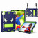 iPad Pro 11 2021 / Air 5 10.9 Spider Texture Silicone Hybrid PC Tablet Case with Shoulder Strap - Navy Blue + Yellow Green
