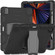 iPad Pro 12.9 2022 / 2021 3-Layer Protection  Screen Frame + PC + Silicone Shockproof Combination Tablet Case with Holder - Black+Black