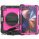 iPad Pro 12.9 2022 / 2021 / 2020 / 2018 Shockproof Colorful Silicone + PC Protective Tablet Case with Holder & Shoulder Strap & Hand Strap & Pen Slot - Rose PC+Black