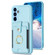Samsung Galaxy A54 5G BF27 Metal Ring Card Bag Holder Phone Case - Blue