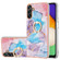 Samsung Galaxy A54 5G Electroplating Pattern IMD TPU Shockproof Phone Case with Ring Holder - Blue Marble