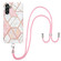 Samsung Galaxy A54 5G Electroplating IMD Splicing Dual-side Marble TPU Phone Case with Lanyard - Pink White