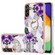 Samsung Galaxy A54 5G Electroplating Pattern IMD TPU Shockproof Phone Case with Ring Holder - Purple Flower