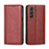 Samsung Galaxy A54 5G Grid Texture Magnetic Flip Leather Phone Case - Red