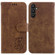 Samsung Galaxy A54 5G Little Tiger Embossed Leather Phone Case - Brown
