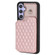Samsung Galaxy A54 5G Grid Texture Card Bag Phone Case with Lanyard - Rose Gold