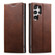 Samsung Galaxy S23 Ultra 5G Suteni Calf Texture Horizontal Flip Leather Phone Case - Brown