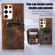 Samsung Galaxy S23 Ultra 5G Zipper Card Bag Back Cover Phone Case - Brown